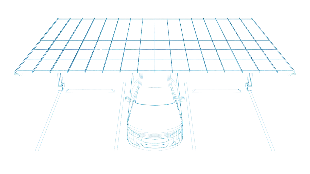 solar carport with electric vehicle charging station blueprint ()